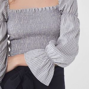 Urban Outfitters Cinched Sleeve Blouse - Blue